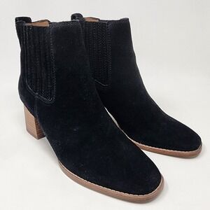 Madewell Chelsea Boot Women 8.5M The Kat Black Suede Block Heel Bootie AA763